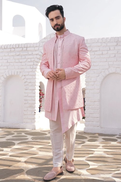 Buy See Designs Men Off White Kurta Pajama & Pink Digital Print Cotton  Nehru Jacket (Set of 3) online