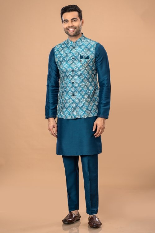 Elegant Nehru Modi Jacket with Kurta Pajama Set for Men - sethnik.com