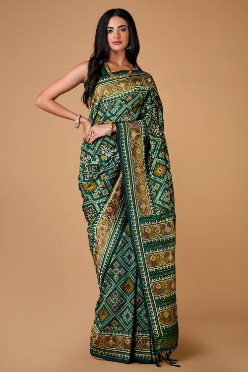 Green Traditional Patola Woven Saree in Silk