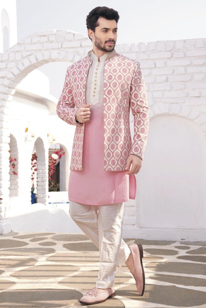 Elegant White Kurta Pajama with Nehru Jacket