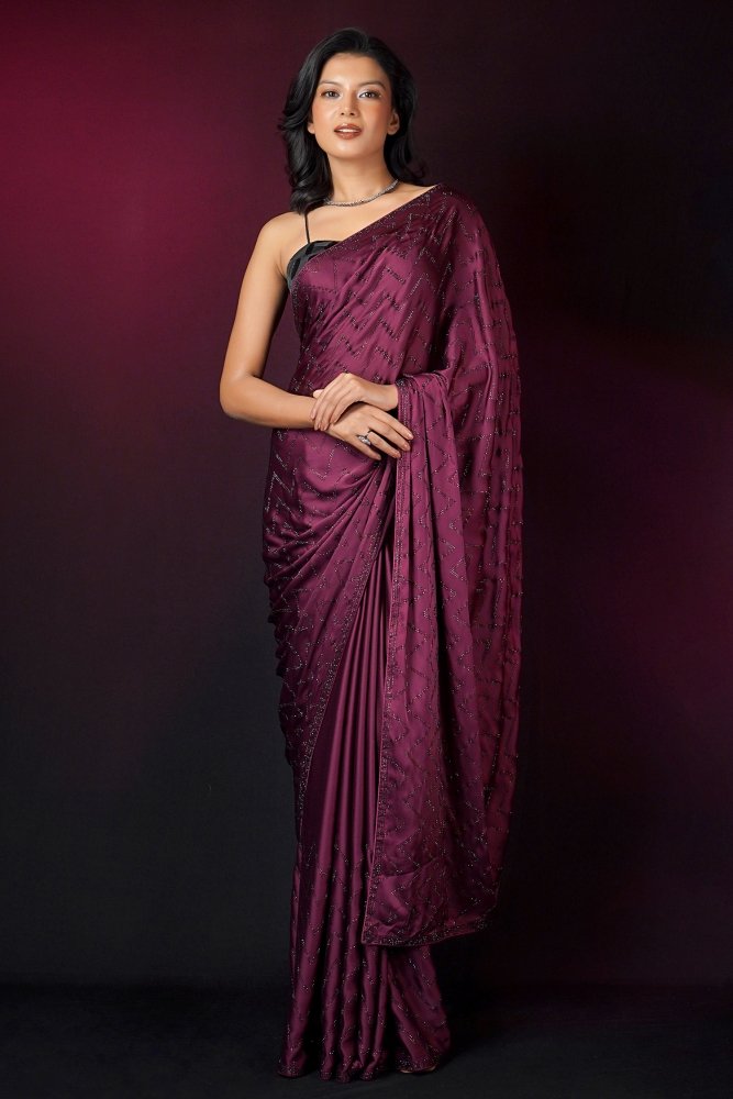 Jam Wine Cotton Silk Saree With Organza Pallu | South silk sarees, Blouses  for women, Raw silk saree