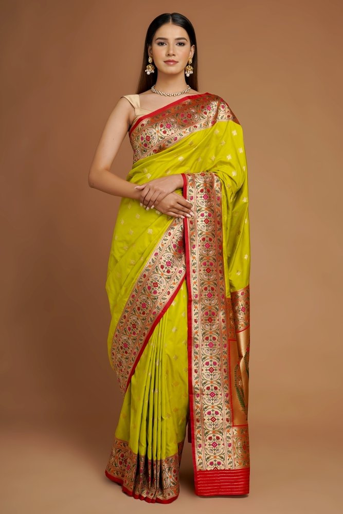 Khun with Paithani border | Saree look, Floral print dresses indian, Indian  outfits