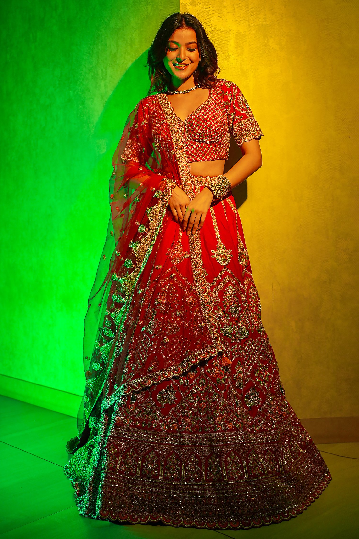 Green Woven Lehenga Choli With Banarasi Silk Dupatta 2622LG05