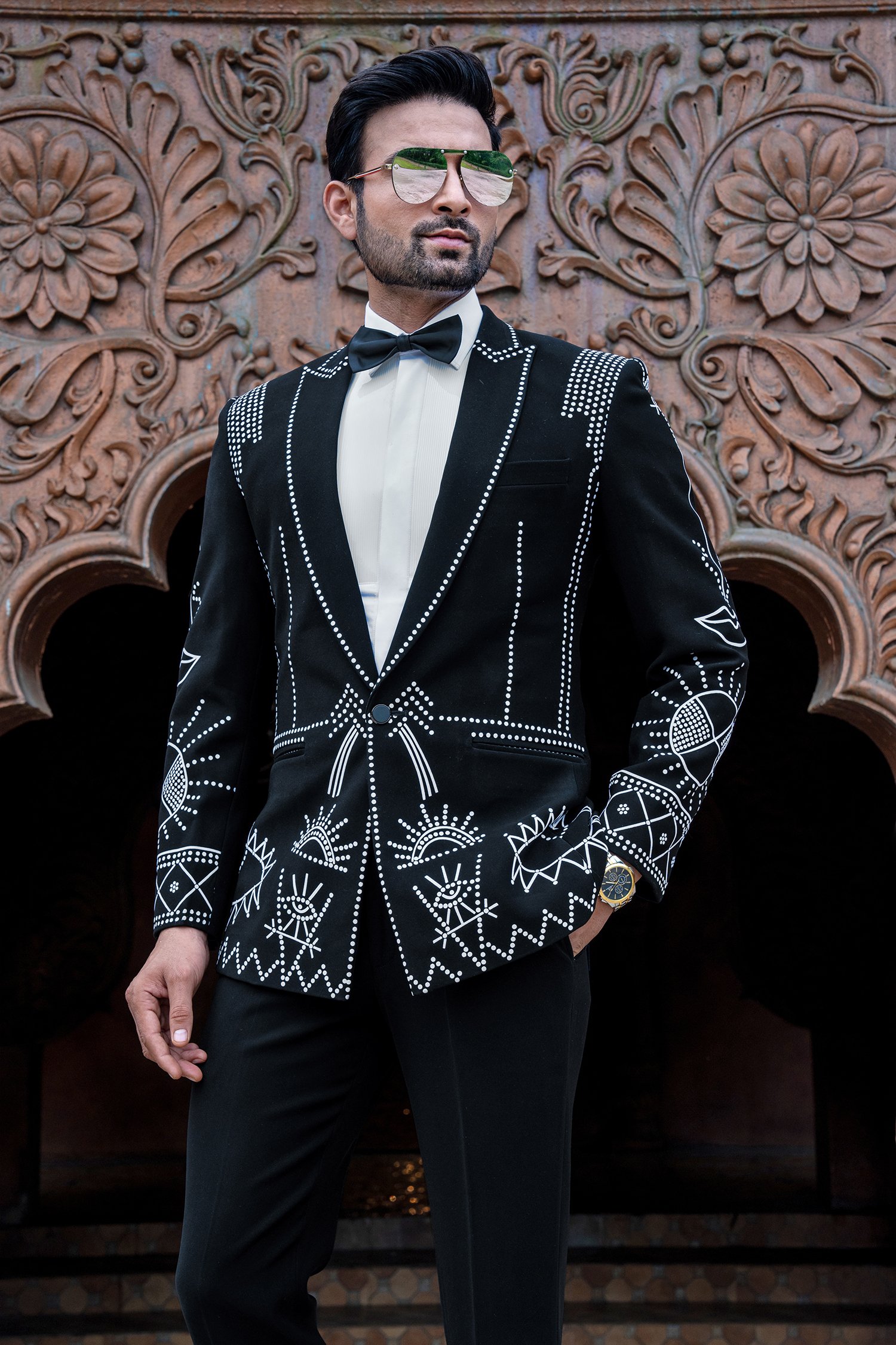 Tuxedo suit with bow tie top
