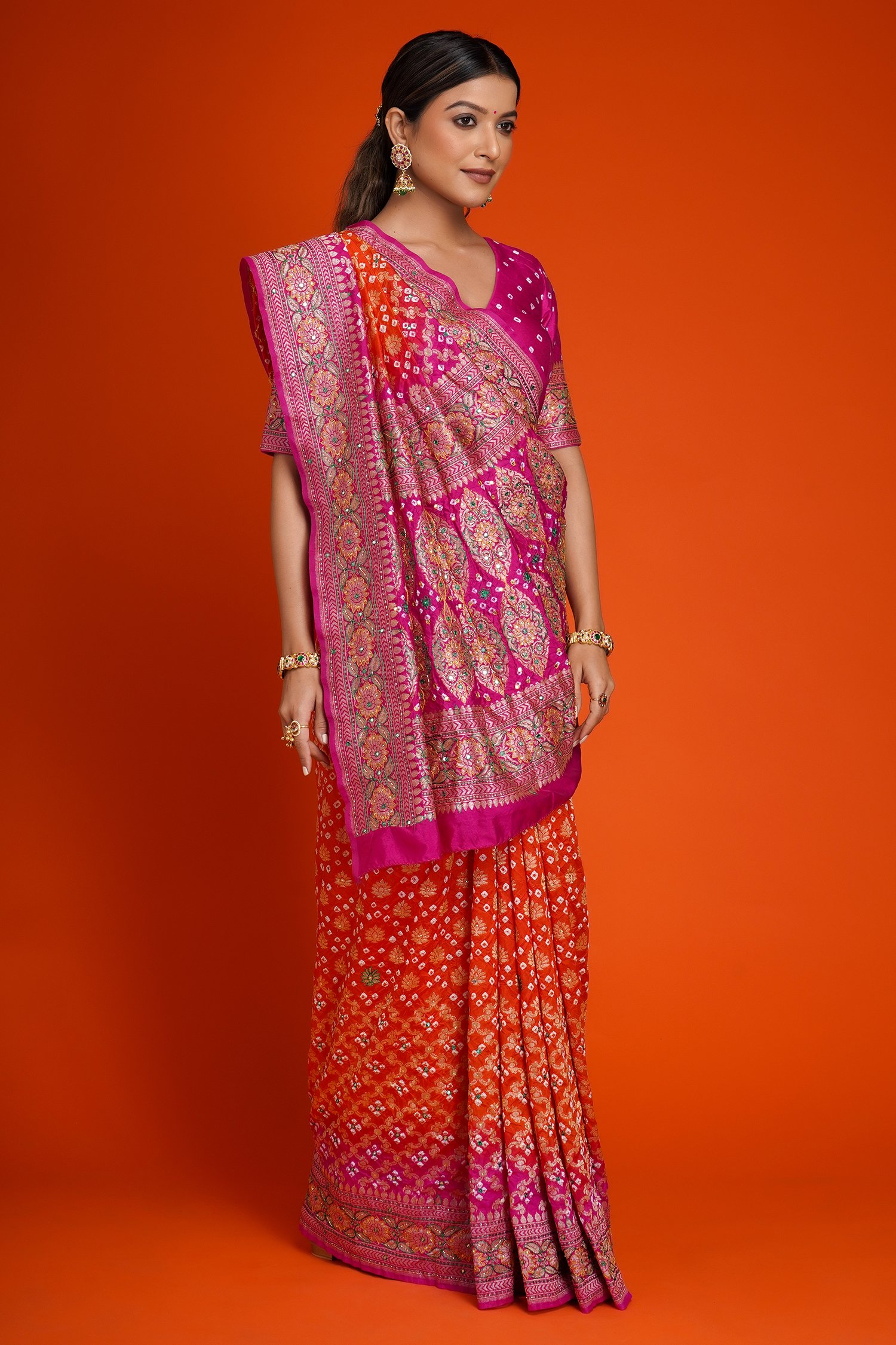 Buy Mahadhya Self Design Bollywood Georgette Pink Sarees Online @ Best  Price In India | Flipkart.com