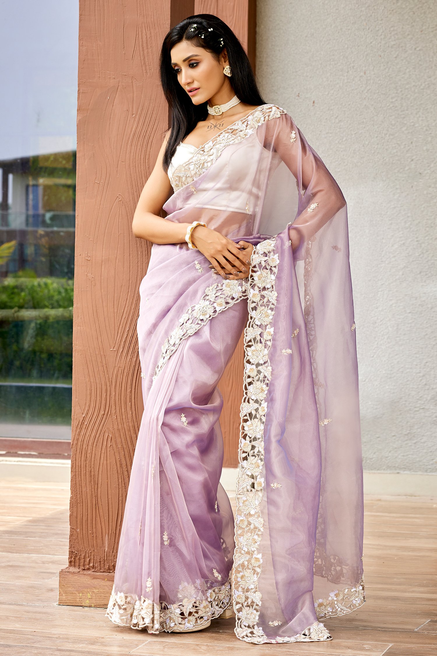 Cream Silk With Cutwork Fancy Border Saree – Bahuji - Online Fashion &  Lifestyle Store